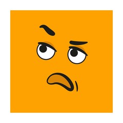 square Emoticon with surprised, alarmed mood and emotion. Cartoon Vector illustration of cute character for avatars