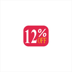 12 offer tag discount vector icon stamp on a white background