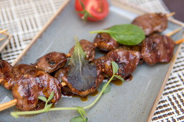 chicken heart skewers