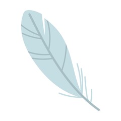 Soft, light bird feather. Vector illustration. Cartoon isolated on white