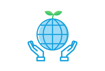 芽が生えた地球を守る人の手 - エコ･環境保護のイメージ素材