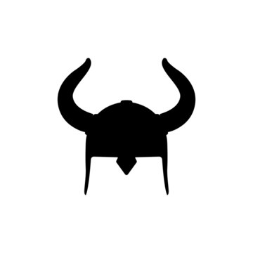 Viking Helmet Silhouette. Black and White Icon Design Element on Isolated White Background