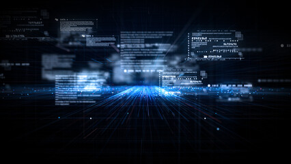 Digital cyberspace and digital data network connections concept. Transfer digital data hi-speed internet, Future technology digital matrix abstract background concept. 3d rendering