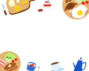 Fototapeta premium 朝食モチーフのフレーム背景イラスト（カラー）