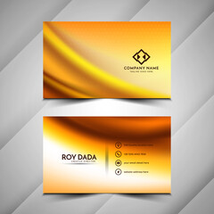 Fototapeta premium Modern wave style bright yellow business card template