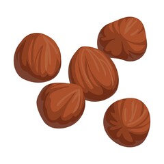 forest hazelnut, Raw nut. Vector illustration of food. Cartoon almond, hazelnut, pistachio, macadamia, pecan, peanut isolated on white