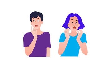 vector illustration of women and young men in various poses.