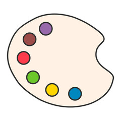 Flat art tool palette with paints color, artist web design graphic vector illustration