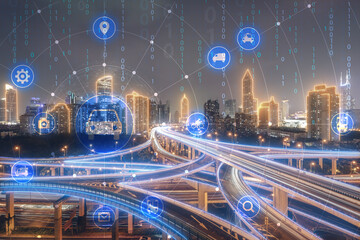 Three dimensional traffic picture of the concept of science and Technology City
