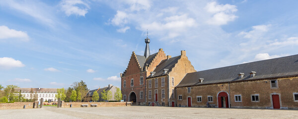 Hasselt, Belgium - April 15, 2022: Abbey of Herkenrode and grounds in Hasselt Limburg region in...