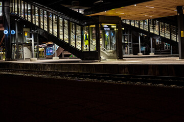 Night workers on train station