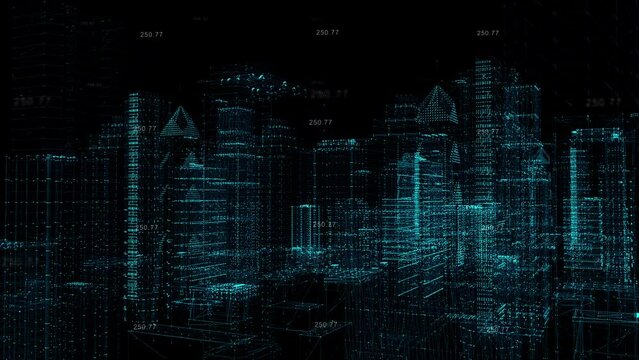 abstract background with code digital city