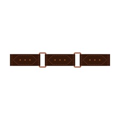 horizontal border leather belt with loops and metal plaques flat vector illustration. Straps with metal, brass isolated on white background