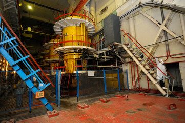 Production hall of pumping station of Chernobyl Nuclear Power Plant. Water pumps cool reactors