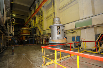 Production hall of pumping station of Chernobyl Nuclear Power Plant. Water pumps cool reactors