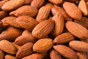 close up of almonds background
