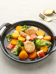 Sapo tahu, chinese food made with tofu, vegetables and seafood. 
