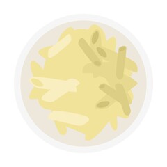 Plate with pasta. Cartoon vector isolated on white background