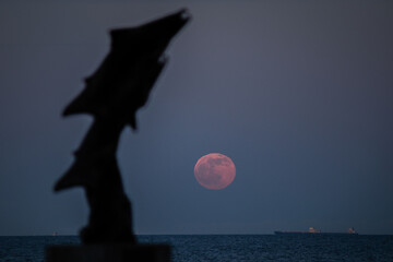 Wschód księżyca nad morzem Bałtyckim