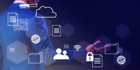 Document management system DMS Enterprise content management ECM for company digital transformation paperless workflow, better data search store share and security system cloud technology.