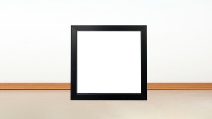 wooden black frame on the floor, front view