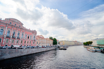 Fototapeta na wymiar Embankment of channel in Saint Petersburg, Russia