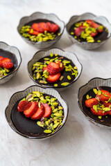 Chocolate StrawBerry Parfait Pudding with Pistachio.
