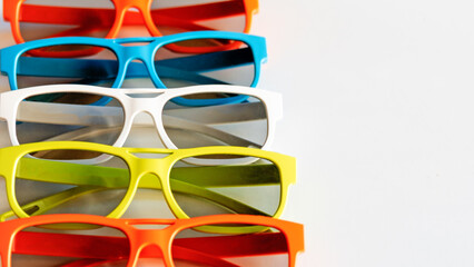 Colored glasses to see with white background