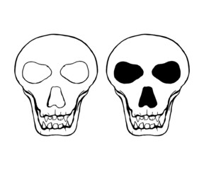 Skull Silhouette Shape Hand Drawing Vector