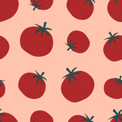 Red tomatoes hand drawn vector illustration. Vegetables seamless pattern for wallpaper or home decor.