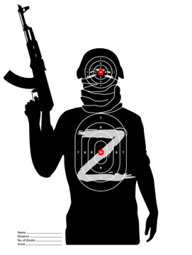 Shooting range target - soldier with Z symbol - war of Ukraine
