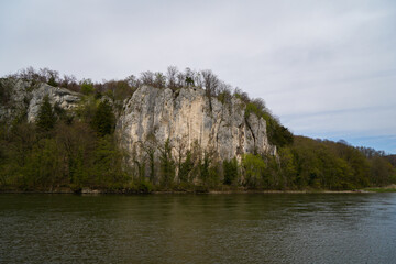 Danube breakthrough from Kelheim to Weltenburg monastery with rocks and the current of the Danube
