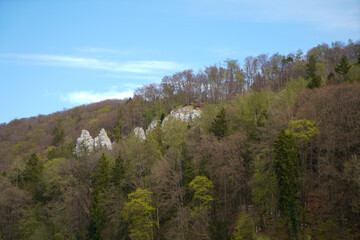 Danube breakthrough from Kelheim to Weltenburg monastery with rocks and the current of the Danube