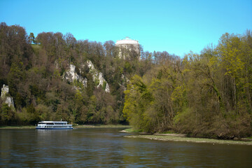 Danube breakthrough from Kelheim to Weltenburg monastery with rocks and the current of the Danube