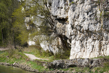 Danube breakthrough from Kelheim to Weltenburg monastery with rocks and the current of the Danube
