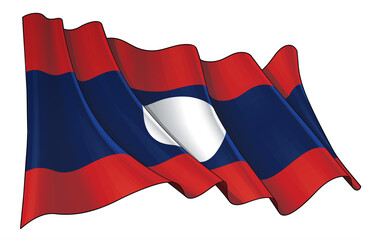 Waving Flag of Laos