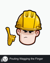 Construction Worker - Expressions - Negative - Pouting Wagging the Finger