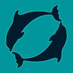 dolphin silhouette isolated on white	