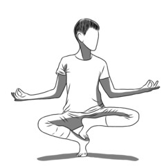 Yoga workout concept,Healthy lifestyle.Line drawing,Woman exercise in yoga posture on over white background.Creative with illustration in flat design.