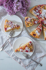 sweet home made pie with rhubarb 