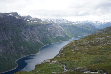 Naklejka na ściany i meble Beautiful scenery in trolltunga, Norway. 