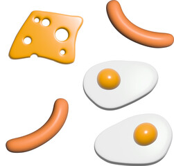 Breakfast, delicious start to the day. Vector illustration 3D