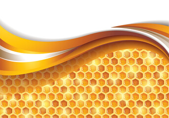 Abstract honey background with honeycomb and space for text