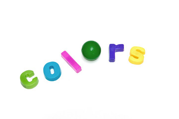 Word colors, written with letters of toy