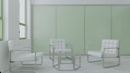 Modern office building interior. 3D rendering.