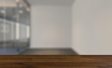 Modern office Cabinet.  3D rendering.   Meeting room. Background with empty table. Flooring.