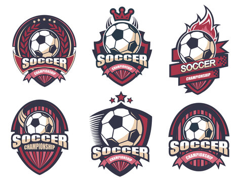 Illustration of modern soccer logo set