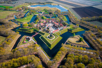Aerial view of Bourtange Castle in the Netherlands - obrazy, fototapety, plakaty