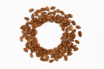 peeled almond nuts isolated on white background