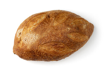 fresh homemade bread on white background, top view